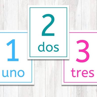 The Spanish number words cero, uno and dos shown in sequence.