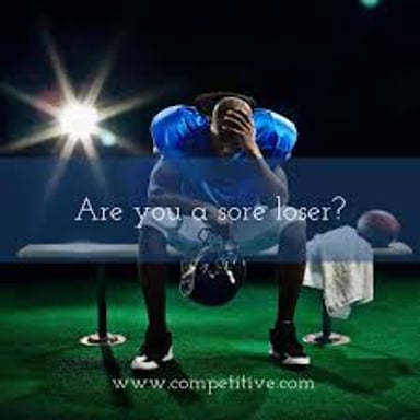 A disappointed competitor reacting after a loss