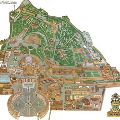 Map showing Vatican City enclosed within Rome