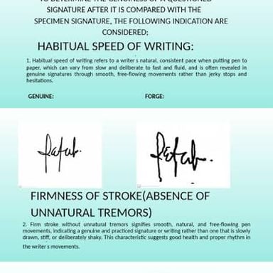 A document showing a suspicious signature beside a genuine one.