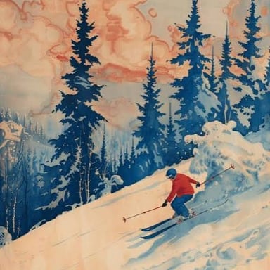 A skier making a turn on a snowy slope.