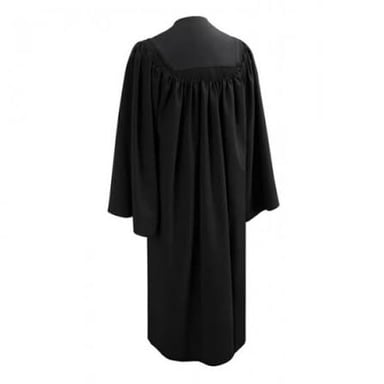 A traditional black robe worn by a judge.