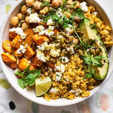 Finely chopped cauliflower resembling small grains of rice.