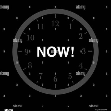 An illustration emphasizing the present moment on a clock