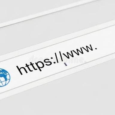 A browser address bar displays a web address beginning with https and www.