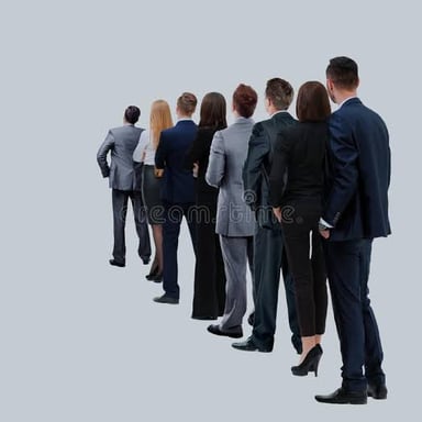 People standing in a line while they wait.