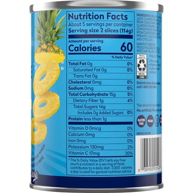 Canned pineapple sold under the Dole brand.