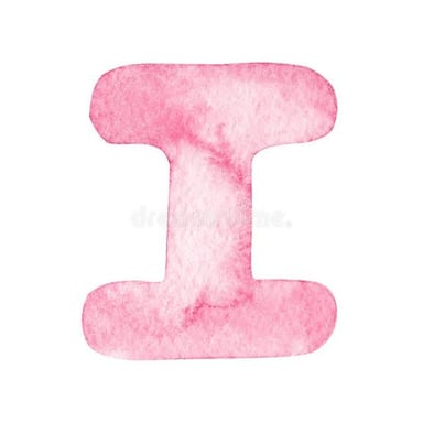 A single letter I displayed in pink