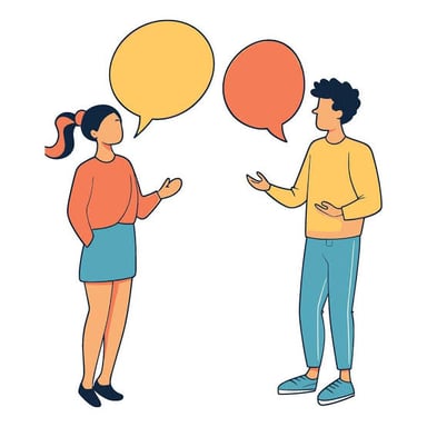 Two speech bubbles showing one person agreeing with another.