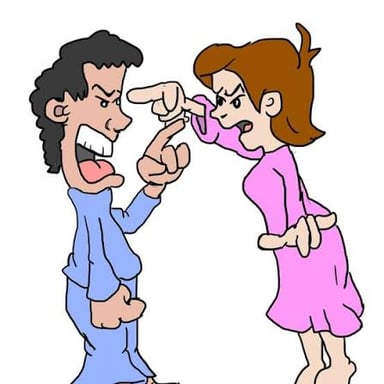 A person looking irritated during a conversation.