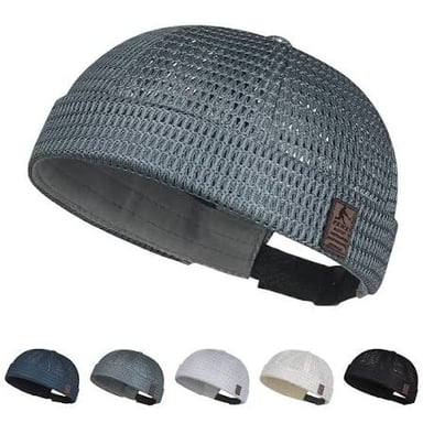 A knitted beanie shown as a brimless cap.