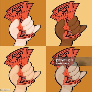A hand holding a ticket stub instead of letting it go.
