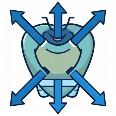 An illustration showing arrows extending in every direction.