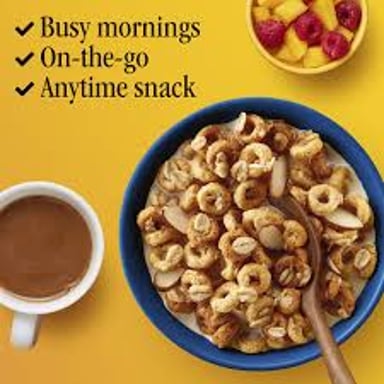 Oat-based cereal and a breakfast bar illustrate foods described as oaten.