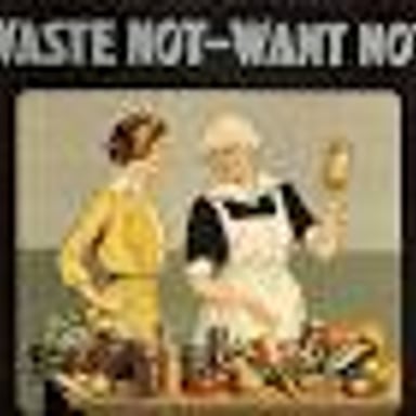 Someone saving leftover food, illustrating the advice not to waste useful resources.