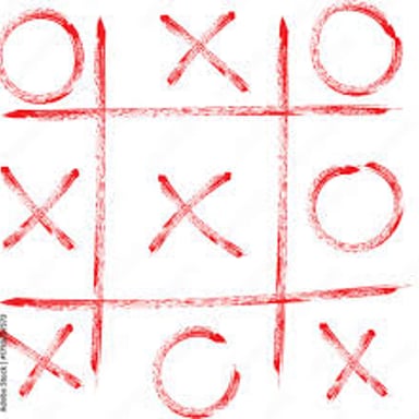 A tic-tac-toe grid marked with Xs and Os.