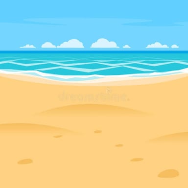 A beach scene showing the ocean beside the shore and sand