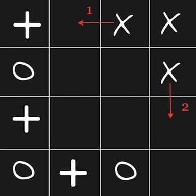 A tic-tac-toe board showing three Xs aligned in a winning row.