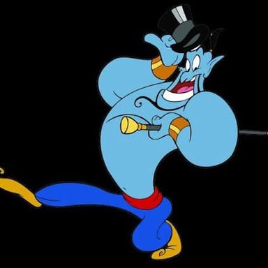 The blue Genie character from Disney’s animated Aladdin.