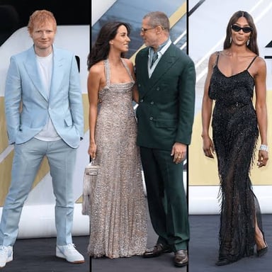 Celebrities arriving at a Hollywood film premiere.