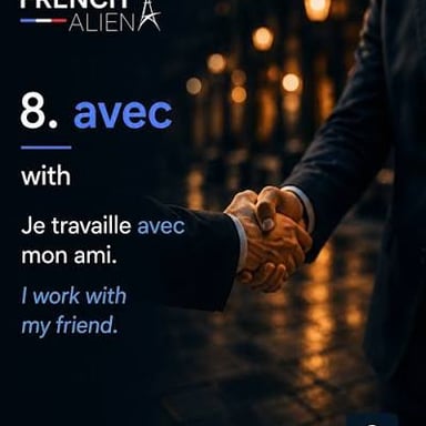 A French-language lesson illustrating the preposition avec