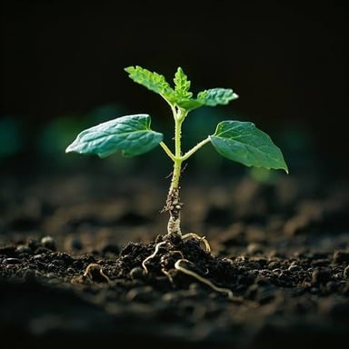 A small green seedling emerging from the soil.