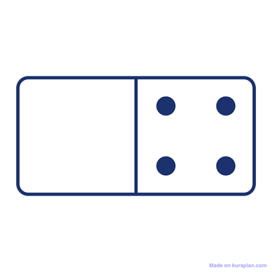 A domino tile with one round pip on its face.