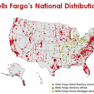 Exterior signs identifying Chase and Wells Fargo bank branches.