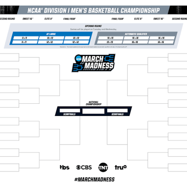 Two college basketball teams compete in a tournament game, with a regional final at stake.