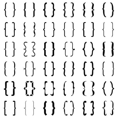 The opening and closing parenthesis marks shown side by side