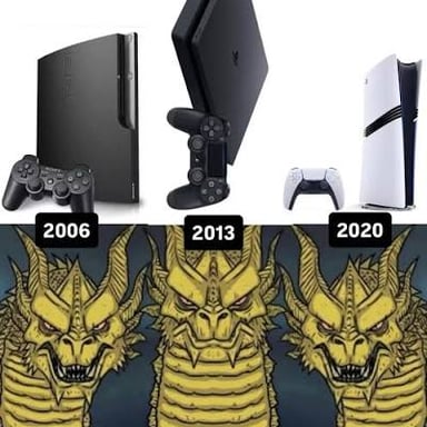 Sony’s PlayStation brand and a console, representing the company behind the gaming system.