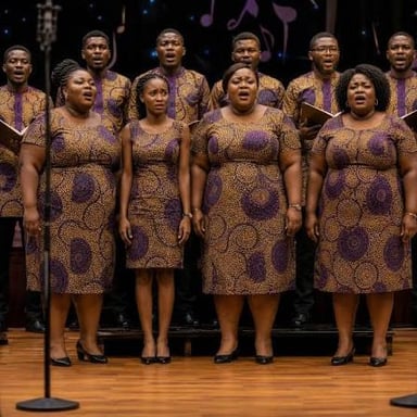 A choir performing with alto singers among the vocal sections