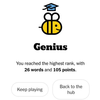 A word puzzle using seven letters, representing the Spelling Bee game.