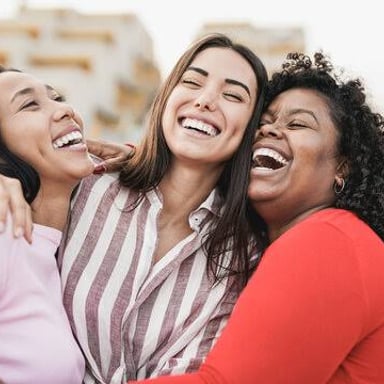 People laughing together during a humorous moment.