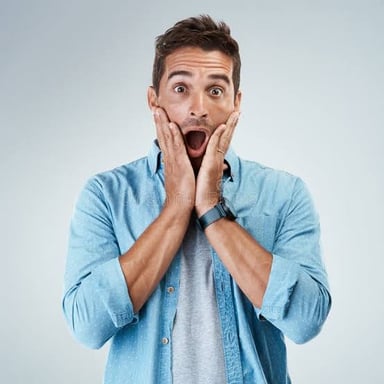A person making a surprised or exasperated reaction.