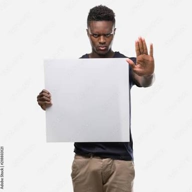 An open hand raised in a gesture asking someone to stop.