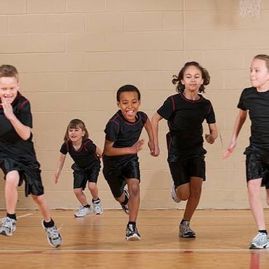 Students taking part in a school physical education class.