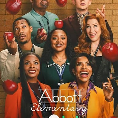 The ABC network logo and the title of the sitcom Abbott Elementary.