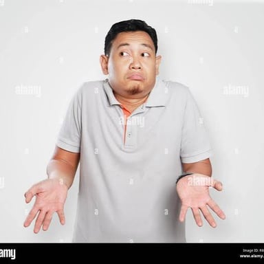 A person shrugging to express uncertainty