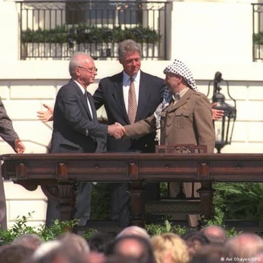 A historical image related to the Oslo Accords and the PLO.