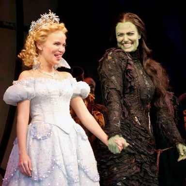 Idina Menzel performing as Elphaba in the musical Wicked.