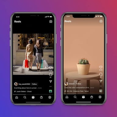 A phone displaying a short video in Instagram Reels.