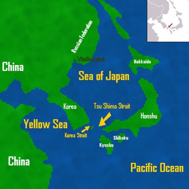 A map showing Korea and Japan in East Asia, settings associated with Pachinko.