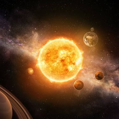 The Sun, a bright star seen against the dark background of space.