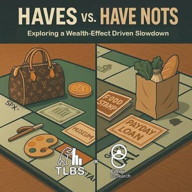 A simple depiction of economic inequality between people with resources and those without.