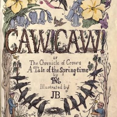 An educational illustration comparing sparrow cheeps with crow caws.