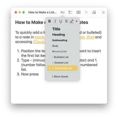 A written list with one additional item appended.
