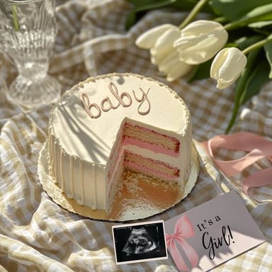 A celebration cake prepared for a gender reveal announcement