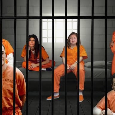 A person in a prison cell behind bars
