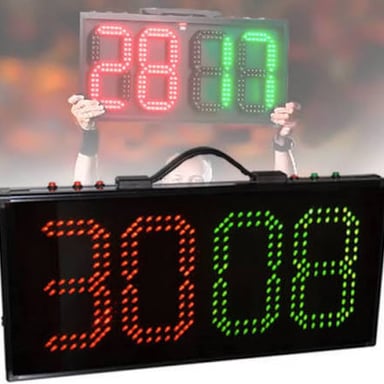 A scoreboard showing a lopsided loss